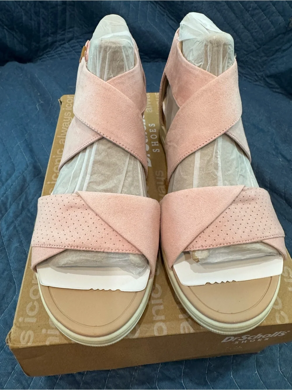 Dr. Scholl's Blush Suede Crisscross Platform Sandal